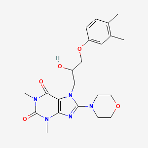 molecular formula C22H29N5O5 B2467269 7-(3-(3,4-二甲基苯氧基)-2-羟基丙基)-1,3-二甲基-8-吗啉-1H-嘌呤-2,6(3H,7H)-二酮 CAS No. 879072-40-9