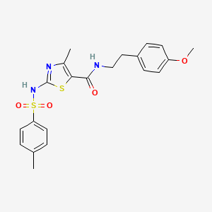 molecular formula C21H23N3O4S2 B2467280 N-(4-methoxyphenethyl)-4-methyl-2-(4-methylphenylsulfonamido)thiazole-5-carboxamide CAS No. 941967-12-0