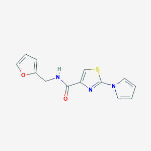 molecular formula C13H11N3O2S B2467285 N-(呋喃-2-基甲基)-2-(1H-吡咯-1-基)噻唑-4-甲酰胺 CAS No. 1206993-39-6
