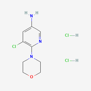 molecular formula C9H14Cl3N3O B2467291 5-Chloro-6-morpholin-4-ylpyridin-3-amine;dihydrochloride CAS No. 2172257-51-9