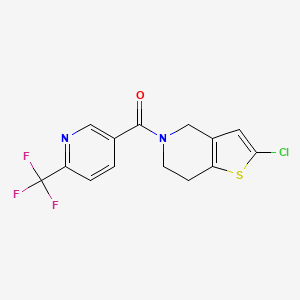 molecular formula C14H10ClF3N2OS B2467292 (2-chloro-6,7-dihydrothieno[3,2-c]pyridin-5(4H)-yl)(6-(trifluoromethyl)pyridin-3-yl)methanone CAS No. 2034417-06-4