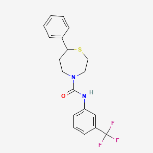 molecular formula C19H19F3N2OS B2467298 7-phenyl-N-(3-(trifluoromethyl)phenyl)-1,4-thiazepane-4-carboxamide CAS No. 1797572-90-7