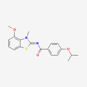 molecular formula C19H20N2O3S B2467299 (E)-4-异丙氧基-N-(4-甲氧基-3-甲基苯并[d]噻唑-2(3H)-亚甲基)苯甲酰胺 CAS No. 441291-88-9