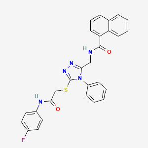 molecular formula C28H22FN5O2S B2467304 N-((5-((2-((4-fluorophenyl)amino)-2-oxoethyl)thio)-4-phenyl-4H-1,2,4-triazol-3-yl)methyl)-1-naphthamide CAS No. 393873-76-2