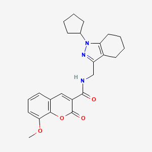 molecular formula C24H27N3O4 B2467305 N-((1-cyclopentyl-4,5,6,7-tetrahydro-1H-indazol-3-yl)methyl)-8-methoxy-2-oxo-2H-chromene-3-carboxamide CAS No. 1448050-49-4