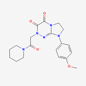 molecular formula C19H23N5O4 B2467306 8-(4-methoxyphenyl)-2-(2-oxo-2-(piperidin-1-yl)ethyl)-7,8-dihydroimidazo[2,1-c][1,2,4]triazine-3,4(2H,6H)-dione CAS No. 941976-82-5