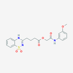 molecular formula C20H21N3O6S B2467313 2-((3-methoxyphenyl)amino)-2-oxoethyl 4-(1,1-dioxido-4H-benzo[e][1,2,4]thiadiazin-3-yl)butanoate CAS No. 895648-70-1