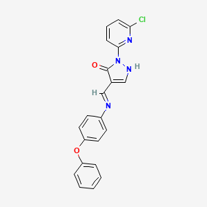 molecular formula C21H15ClN4O2 B2467315 2-(6-chloro-2-pyridinyl)-4-[(4-phenoxyanilino)methylene]-2,4-dihydro-3H-pyrazol-3-one CAS No. 320419-26-9
