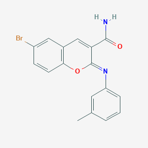 (2Z)-6-bromo-2-[(3-methylphenyl)imino]-2H-chromene-3-carboxamide