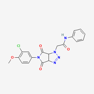 molecular formula C19H16ClN5O4 B2467322 2-[5-(3-chloro-4-methoxyphenyl)-4,6-dioxo-4,5,6,6a-tetrahydropyrrolo[3,4-d][1,2,3]triazol-1(3aH)-yl]-N-phenylacetamide CAS No. 1007922-62-4