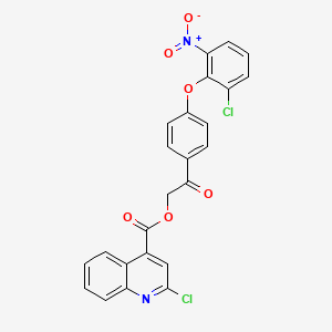 molecular formula C24H14Cl2N2O6 B2467323 2-[4-(2-Chloro-6-nitrophenoxy)phenyl]-2-oxoethyl 2-chloroquinoline-4-carboxylate CAS No. 381174-63-6