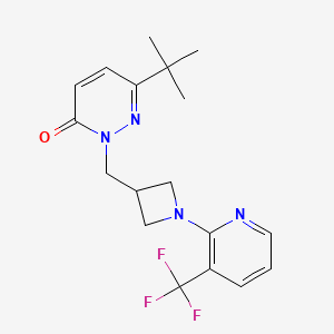 molecular formula C18H21F3N4O B2467324 6-Tert-butyl-2-({1-[3-(trifluoromethyl)pyridin-2-yl]azetidin-3-yl}methyl)-2,3-dihydropyridazin-3-one CAS No. 2201829-61-8