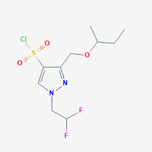 molecular formula C10H15ClF2N2O3S B2467340 3-(sec-butoxymethyl)-1-(2,2-difluoroethyl)-1H-pyrazole-4-sulfonyl chloride CAS No. 1856099-06-3