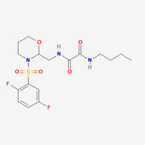 molecular formula C17H23F2N3O5S B2467345 N1-丁基-N2-((3-((2,5-二氟苯基)磺酰基)-1,3-恶嗪烷-2-基)甲基)草酰胺 CAS No. 872976-54-0