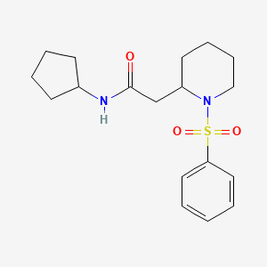 molecular formula C18H26N2O3S B2467346 N-cyclopentyl-2-(1-(phenylsulfonyl)piperidin-2-yl)acetamide CAS No. 1021073-67-5