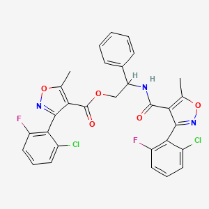 molecular formula C30H21Cl2F2N3O5 B2467350 2-({[3-(2-氯-6-氟苯基)-5-甲基-4-异恶唑基]羰基}氨基)-2-苯乙基 3-(2-氯-6-氟苯基)-5-甲基-4-异恶唑羧酸酯 CAS No. 338777-64-3