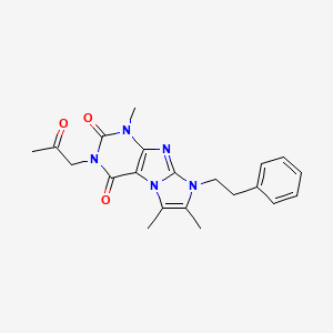 molecular formula C21H23N5O3 B2467357 1,6,7-三甲基-3-(2-氧代丙基)-8-苯乙基-1H-咪唑并[2,1-f]嘌呤-2,4(3H,8H)-二酮 CAS No. 876671-07-7