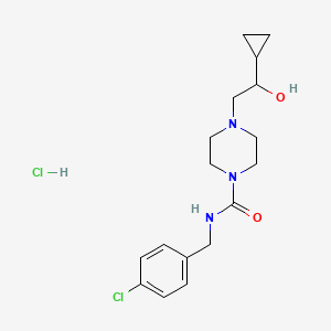 molecular formula C17H25Cl2N3O2 B2467361 N-(4-chlorobenzyl)-4-(2-cyclopropyl-2-hydroxyethyl)piperazine-1-carboxamide hydrochloride CAS No. 1396869-60-5