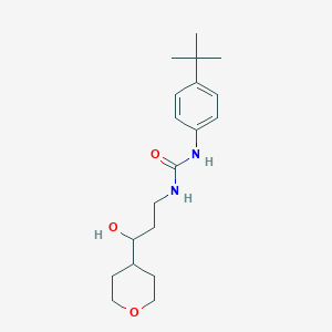 molecular formula C19H30N2O3 B2467369 1-(4-(tert-butyl)phenyl)-3-(3-hydroxy-3-(tetrahydro-2H-pyran-4-yl)propyl)urea CAS No. 2034451-09-5