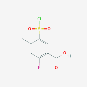 molecular formula C8H6ClFO4S B2467390 5-(Chlorosulfonyl)-2-fluoro-4-methylbenzoic acid CAS No. 1519211-09-6