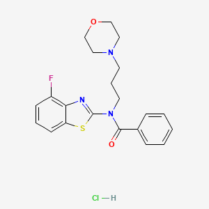 molecular formula C21H23ClFN3O2S B2467404 N-(4-fluorobenzo[d]thiazol-2-yl)-N-(3-morpholinopropyl)benzamide hydrochloride CAS No. 1215728-24-7