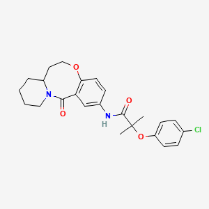 2-(4-chlorophenoxy)-2-methyl-N-{2-oxo-9-oxa-1-azatricyclo[10.4.0.0^{3,8}]hexadeca-3,5,7-trien-5-yl}propanamide