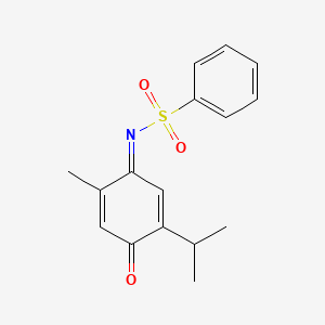 molecular formula C16H17NO3S B2467413 N-[(1E)-2-methyl-4-oxo-5-(propan-2-yl)cyclohexa-2,5-dien-1-ylidene]benzenesulfonamide CAS No. 131979-73-2