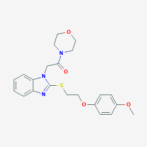 molecular formula C22H25N3O4S B246742 2-{[2-(4-methoxyphenoxy)ethyl]sulfanyl}-1-[2-(4-morpholinyl)-2-oxoethyl]-1H-benzimidazole 