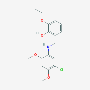 molecular formula C17H20ClNO4 B2467422 2-{[(5-Chloro-2,4-dimethoxyphenyl)amino]methyl}-6-ethoxyphenol CAS No. 1232782-30-7