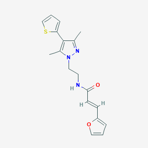 molecular formula C18H19N3O2S B2467423 (E)-N-(2-(3,5-二甲基-4-(噻吩-2-基)-1H-吡唑-1-基)乙基)-3-(呋喃-2-基)丙烯酰胺 CAS No. 2035004-78-3