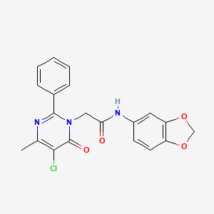 molecular formula C20H16ClN3O4 B2467448 N-(苯并[d][1,3]二氧杂环-5-基)-2-(5-氯-4-甲基-6-氧代-2-苯基嘧啶-1(6H)-基)乙酰胺 CAS No. 1421459-72-4