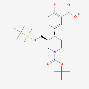 molecular formula C24H38FNO5Si B2467450 5-[(3S,4R)-1-[(叔丁氧羰基)-3-{[(叔丁基二甲基甲硅烷基)氧基]甲基}哌啶-4-基]-2-氟苯甲酸 CAS No. 2055991-10-9