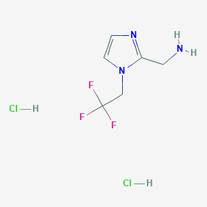 molecular formula C6H10Cl2F3N3 B2467467 [1-(2,2,2-三氟乙基)咪唑-2-基]甲胺；二盐酸盐 CAS No. 2344680-48-2