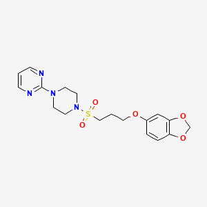 2-(4-((3-(Benzo[d][1,3]dioxol-5-yloxy)propyl)sulfonyl)piperazin-1-yl)pyrimidine