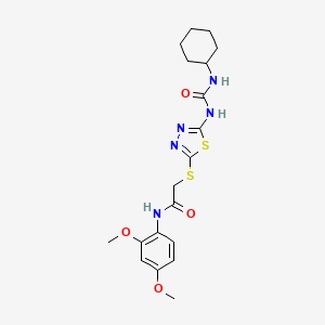 molecular formula C19H25N5O4S2 B2467477 2-((5-(3-cyclohexylureido)-1,3,4-thiadiazol-2-yl)thio)-N-(2,4-dimethoxyphenyl)acetamide CAS No. 898461-88-6