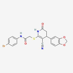 2-{[4-(1,3-benzodioxol-5-yl)-3-cyano-6-hydroxy-4,5-dihydropyridin-2-yl]sulfanyl}-N-(4-bromophenyl)acetamide