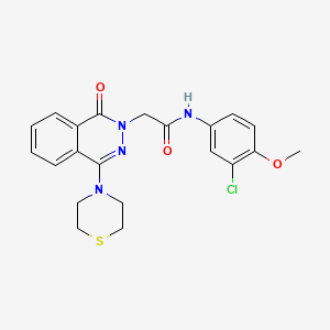 molecular formula C21H21ClN4O3S B2467491 2-({4-乙基-5-[3-(3-甲氧基苯基)-1-甲基-1H-吡唑-4-基]-4H-1,2,4-三唑-3-基}硫代)-N-1,3-噻唑-2-基乙酰胺 CAS No. 1251583-00-2