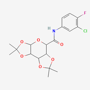 molecular formula C18H21ClFNO6 B2467497 N-(3-chloro-4-fluorophenyl)-2,2,7,7-tetramethyltetrahydro-3aH-bis[1,3]dioxolo[4,5-b:4',5'-d]pyran-5-carboxamide (non-preferred name) CAS No. 1093406-43-9