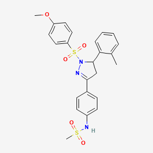molecular formula C24H25N3O5S2 B2467512 N-[4-[2-(4-methoxyphenyl)sulfonyl-3-(2-methylphenyl)-3,4-dihydropyrazol-5-yl]phenyl]methanesulfonamide CAS No. 833430-19-6