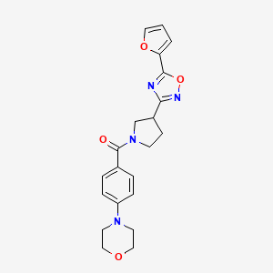 molecular formula C21H22N4O4 B2467522 (3-(5-(呋喃-2-基)-1,2,4-噁二唑-3-基)吡咯烷-1-基)(4-吗啉基苯基)甲酮 CAS No. 2034350-97-3