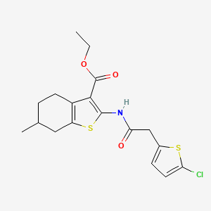 molecular formula C18H20ClNO3S2 B2467529 Ethyl 2-(2-(5-chlorothiophen-2-yl)acetamido)-6-methyl-4,5,6,7-tetrahydrobenzo[b]thiophene-3-carboxylate CAS No. 921797-28-6