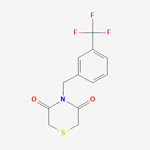 molecular formula C12H10F3NO2S B2467531 4-[3-(Trifluoromethyl)benzyl]-3,5-thiomorpholinedione CAS No. 338953-73-4