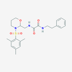 molecular formula C24H31N3O5S B2467534 N1-((3-(mesitylsulfonyl)-1,3-oxazinan-2-yl)methyl)-N2-phenethyloxalamide CAS No. 872976-04-0
