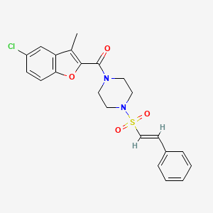 molecular formula C22H21ClN2O4S B2467535 (5-chloro-3-methyl-1-benzofuran-2-yl)-[4-[(E)-2-phenylethenyl]sulfonylpiperazin-1-yl]methanone CAS No. 877940-85-7