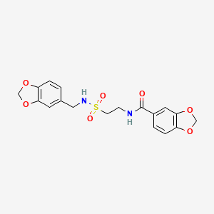 molecular formula C18H18N2O7S B2467544 N-[2-(1,3-benzodioxol-5-ylmethylsulfamoyl)ethyl]-1,3-benzodioxole-5-carboxamide CAS No. 899968-42-4