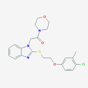 molecular formula C22H24ClN3O3S B246755 2-(2-{[2-(4-chloro-3-methylphenoxy)ethyl]sulfanyl}-1H-benzimidazol-1-yl)-1-(morpholin-4-yl)ethanone 