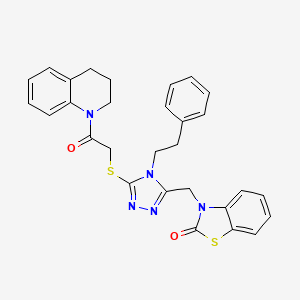 3-((5-((2-(3,4-dihydroquinolin-1(2H)-yl)-2-oxoethyl)thio)-4-phenethyl-4H-1,2,4-triazol-3-yl)methyl)benzo[d]thiazol-2(3H)-one