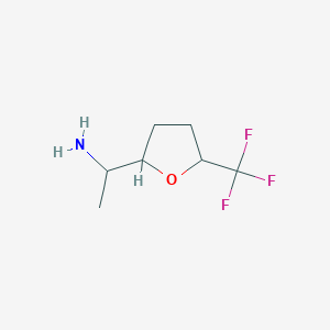 molecular formula C7H12F3NO B2467557 1-[5-(Trifluoromethyl)oxolan-2-yl]ethanamine CAS No. 2248378-06-3