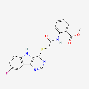molecular formula C20H15FN4O3S B2467561 2-(2-((8-氟-5H-嘧啶并[5,4-b]吲哚-4-基)硫代)乙酰氨基)苯甲酸甲酯 CAS No. 1115880-45-9