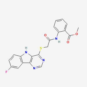 molecular formula C20H15FN4O3S B2467561 2-[(2-{8-氟-5H-吡啶并[5,4-b]吲哚-4-基}硫代)乙酰氨基]苯甲酸甲酯 CAS No. 1115880-45-9